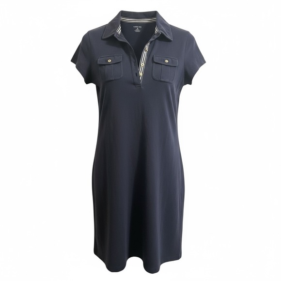 Lands' End Women Polo Dress Size M Short Sleeve Cotton Preppy Classic Academia - Picture 1 of 6